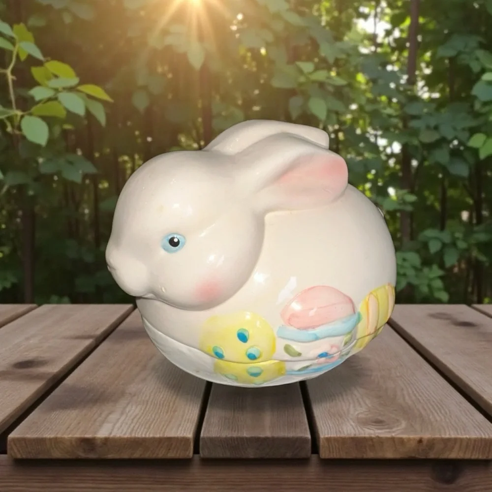 Vintage Ceramic Easter Bunny Trinket Dish